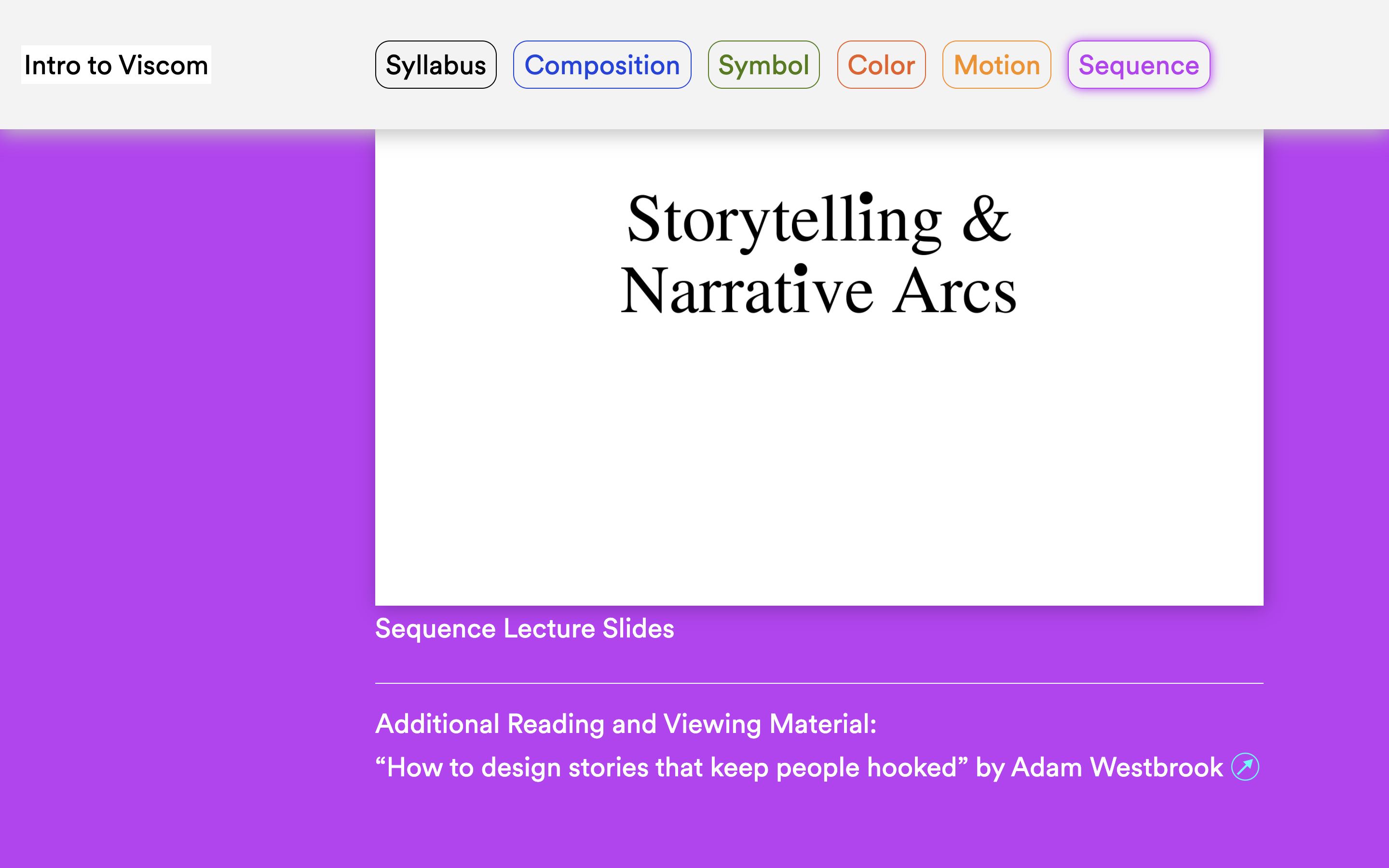Intro to Viscom course website